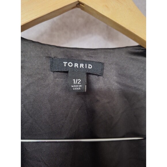 Torrid Black & Gold Sequin Open Front Kimono Blazer Cardigan 1X/2X Holiday Party - Picture 4 of 11